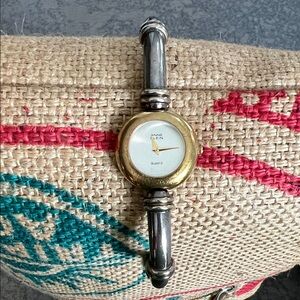 Anne Klein Two-Tone Tribal Cuff Retro Gold and Silver Watch